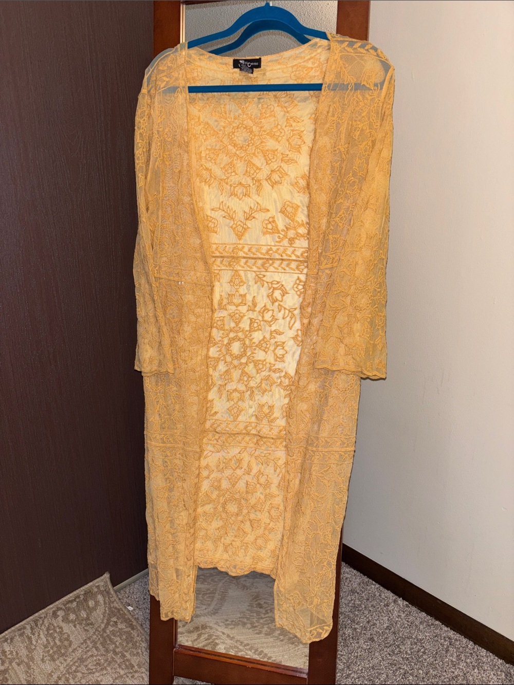 Yellow Embroidered Cardigan Size Large